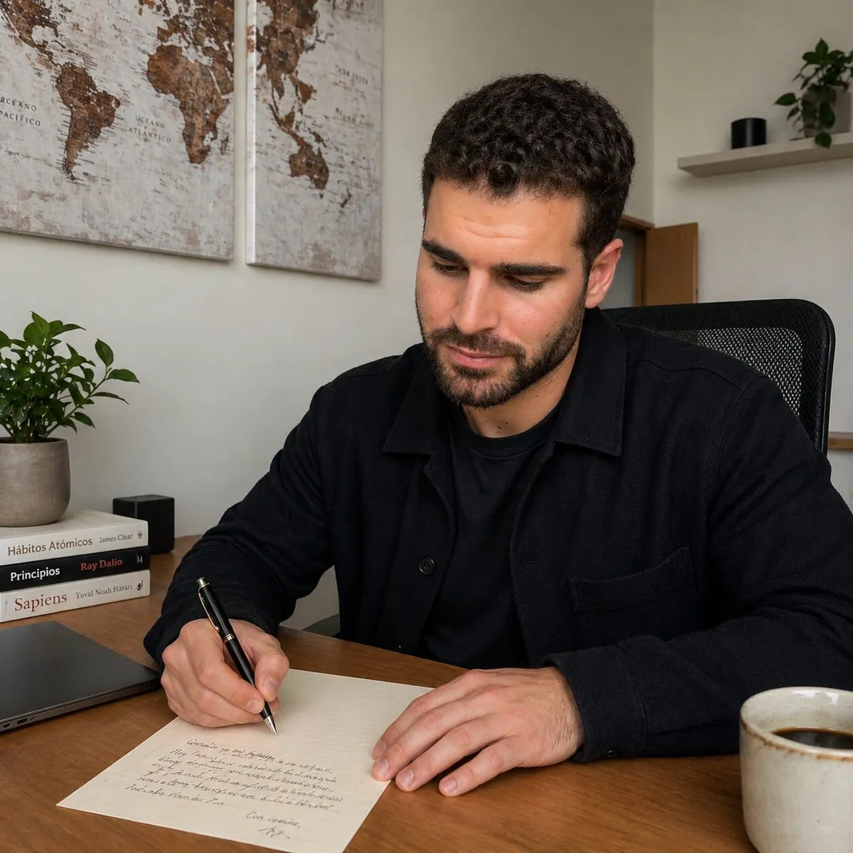 Dani escribiendo una carta personal a sus alumnos