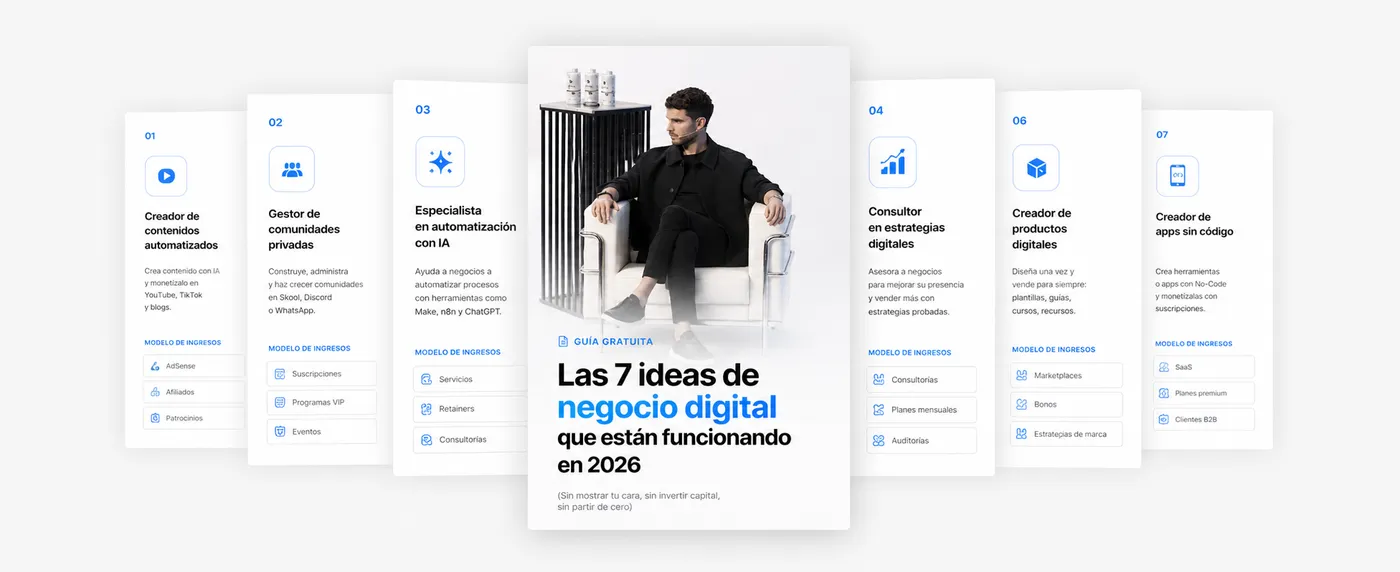 Vista previa de las 15 páginas de la guía '7 profesiones invisibles que funcionan en 2026'